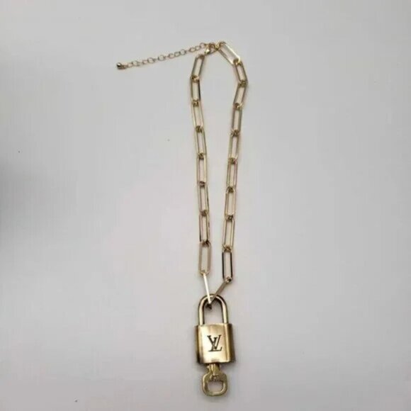 Authentic Louis Vuitton Lock and Key Gold Color with Gold Plated Chain Necklace - Picture 5 of 9